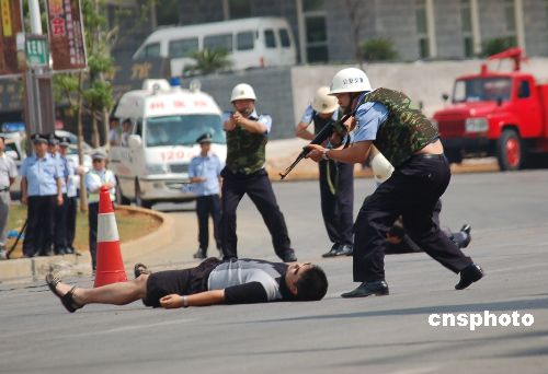 看这个警察哥哥在干什么