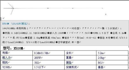 ▲▲▲钻石X-510M .X-520M双段玻璃钢天线▲▲▲